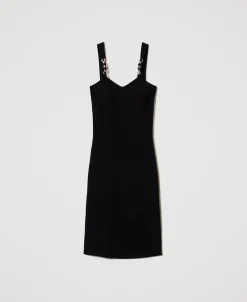 Abito Longuette In Maglia Con Spalline Bijoux