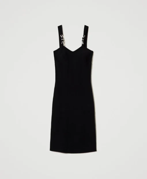 Abito Longuette In Maglia Con Spalline Bijoux