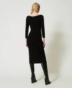 Abito Longuette In Maglia Con Cut-out E Borchie