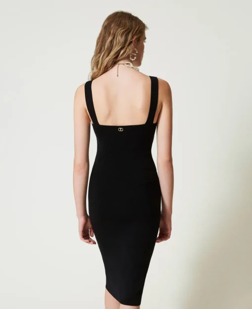 Abito Longuette In Maglia Con Spalline Bijoux