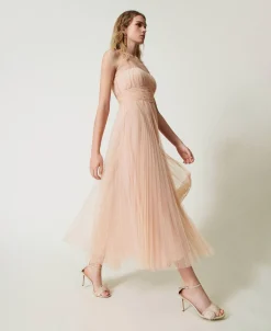 Abito Longuette In Tulle Plissé
