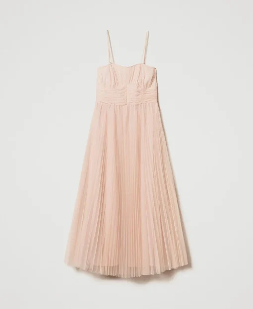 Abito Longuette In Tulle Plissé