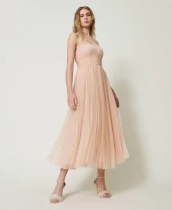 Abito Longuette In Tulle Plissé