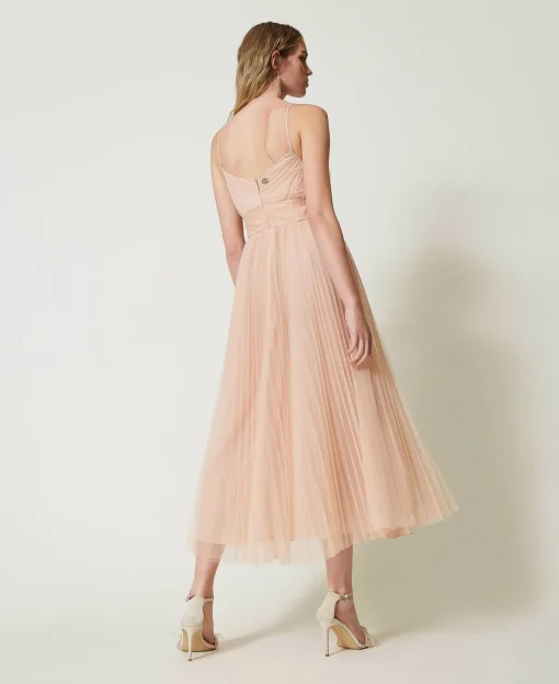 Abito Longuette In Tulle Plissé