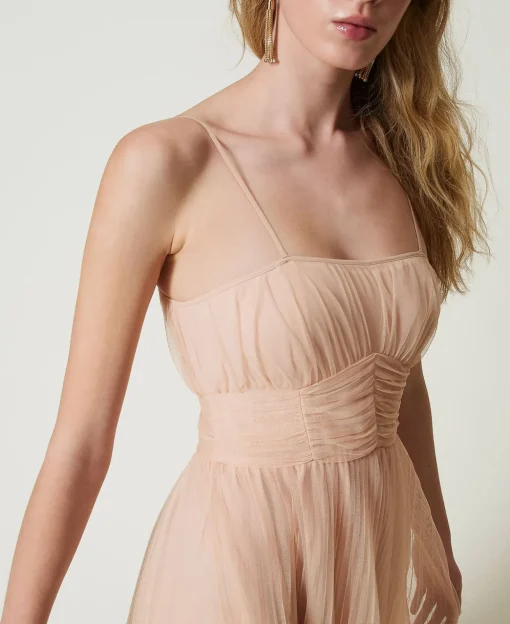 Abito Longuette In Tulle Plissé