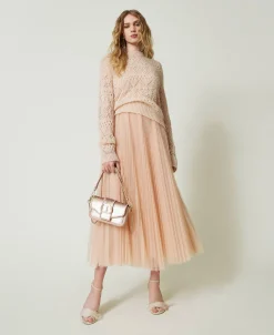 Abito Longuette In Tulle Plissé