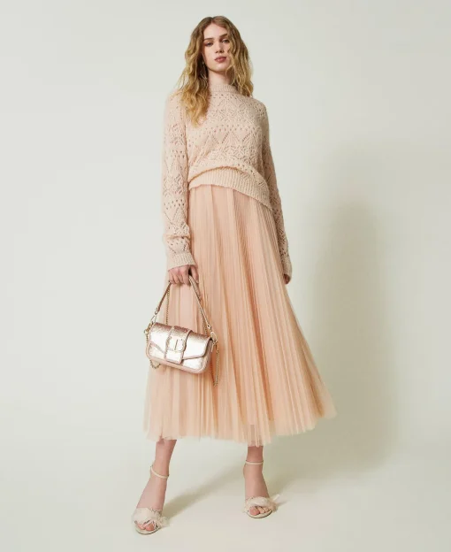 Abito Longuette In Tulle Plissé
