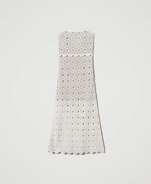 Abito Lungo Bustier In Maglia Crochet