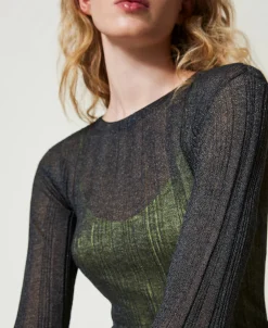 Abito Lungo Fitted In Maglia A Costine