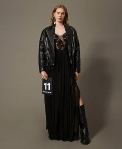 Abito Lungo In Creponne E Tulle