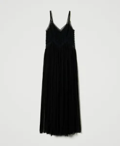 Abito Lungo In Creponne E Tulle