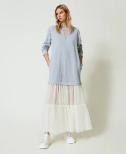 Abito Lungo In Felpa E Tulle