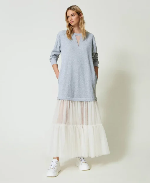 Abito Lungo In Felpa E Tulle