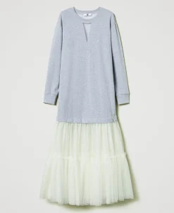Abito Lungo In Felpa E Tulle
