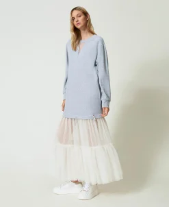 Abito Lungo In Felpa E Tulle