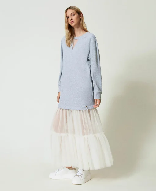 Abito Lungo In Felpa E Tulle