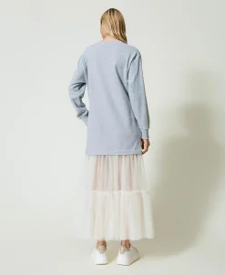 Abito Lungo In Felpa E Tulle