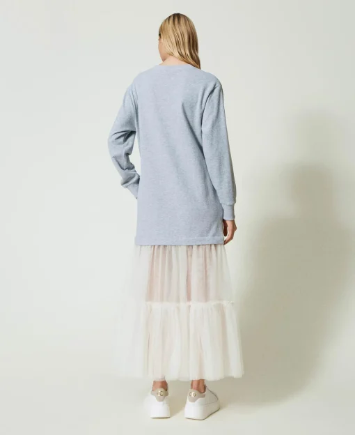 Abito Lungo In Felpa E Tulle