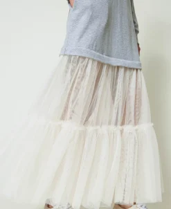 Abito Lungo In Felpa E Tulle