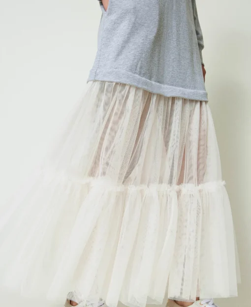 Abito Lungo In Felpa E Tulle
