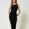 Abito Lungo In Maglia Con Pizzo