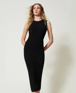 Abito Lungo In Maglia Con Pizzo