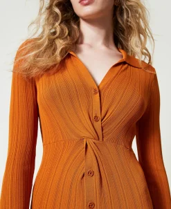 Abito Lungo In Maglia Con Arricciatura