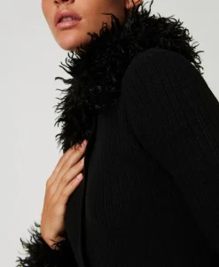 Abito-cardigan Lungo In Misto Lana E Faux Fur
