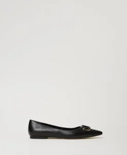 Ballerine In Pelle Con Oval T