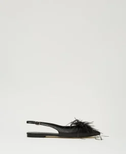 Ballerine Sling Back In Pelle Con Piume