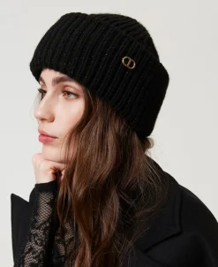 Berretto In Maglia A Costine Con Oval T
