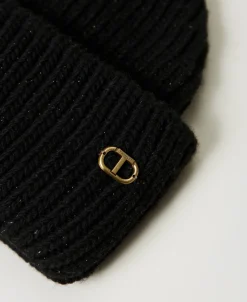 Berretto In Maglia A Costine Con Oval T