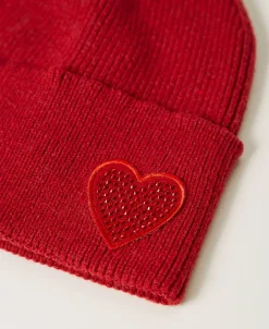 Berretto In Maglia Con Patch A Cuore