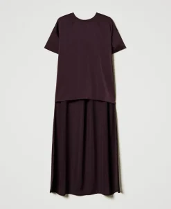 Blusa Asimmetrica In Raso E Georgette