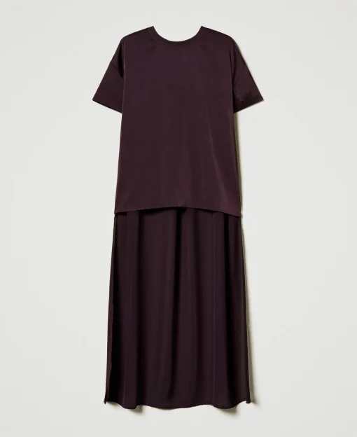 Blusa Asimmetrica In Raso E Georgette