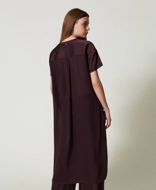 Blusa Asimmetrica In Raso E Georgette