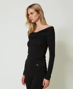 Blusa Con Scollo Arricciato