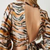 Blusa Cropped In Raso Animalier