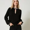 Blusa In Crêpe Con Ricami