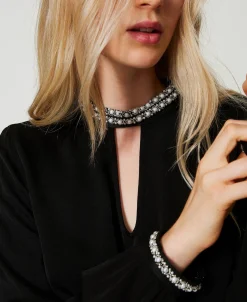 Blusa In Crêpe Con Ricami