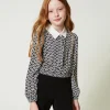 Blusa In Crêpe De Chine Con Stampa