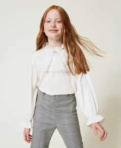 Blusa In Crêpe De Chine Con Jabot