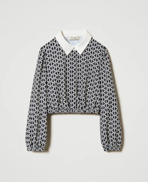 Blusa In Crêpe De Chine Con Stampa