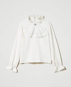 Blusa In Crêpe De Chine Con Jabot