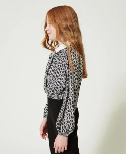 Blusa In Crêpe De Chine Con Stampa