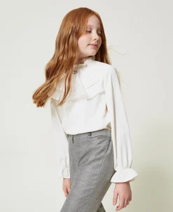 Blusa In Crêpe De Chine Con Jabot