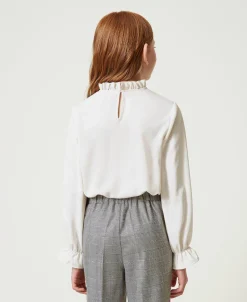 Blusa In Crêpe De Chine Con Jabot