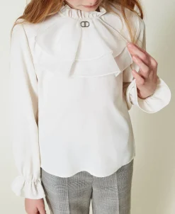 Blusa In Crêpe De Chine Con Jabot
