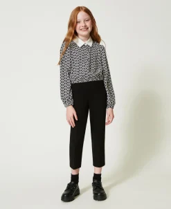 Blusa In Crêpe De Chine Con Stampa