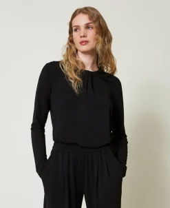 Blusa In Jersey Crêpe Con Drappeggio